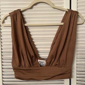 Princess Polly Women's Suki Top Brown Size US 6 (Never Worn)